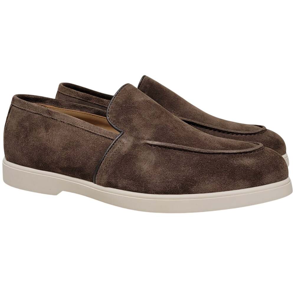 Bruno Magli Men Etna Slip On Moc Toe Loafers Size US 11.5M Brown Suede